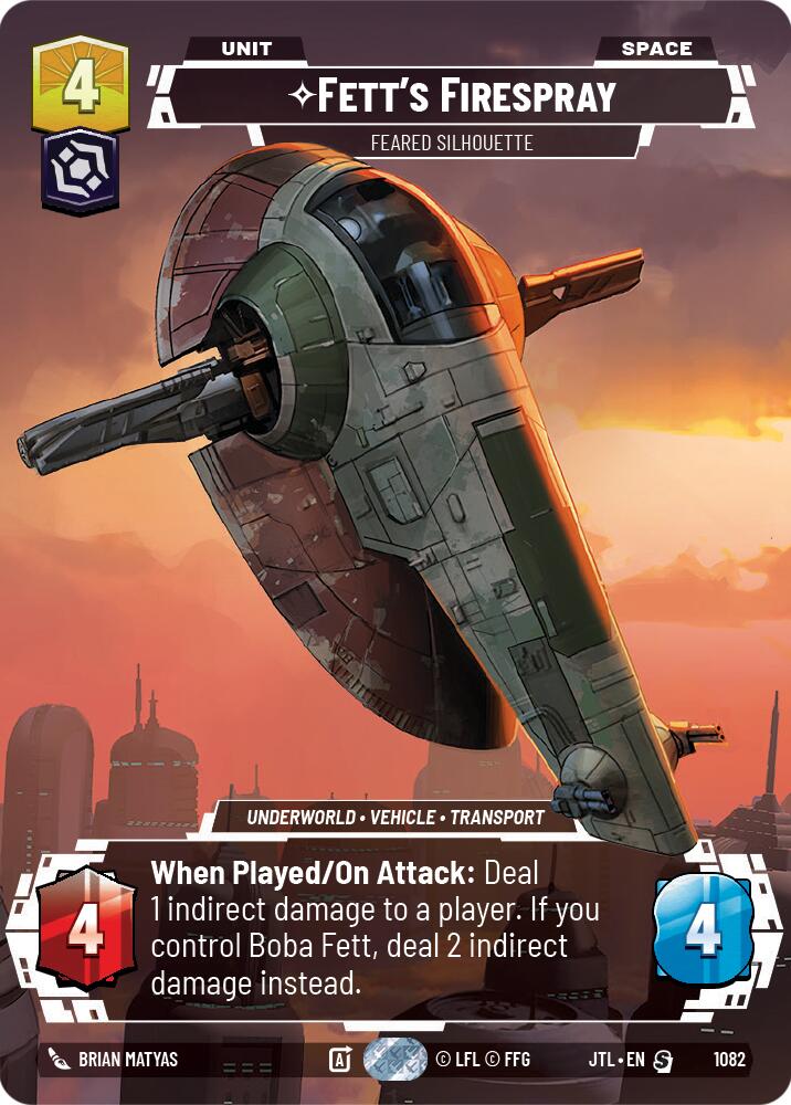 Fett's Firespray - Feared Silhouette (1082) (Prestige Foil) (1082) [Jump to Lightspeed] | Deep Dive Games St. Marys