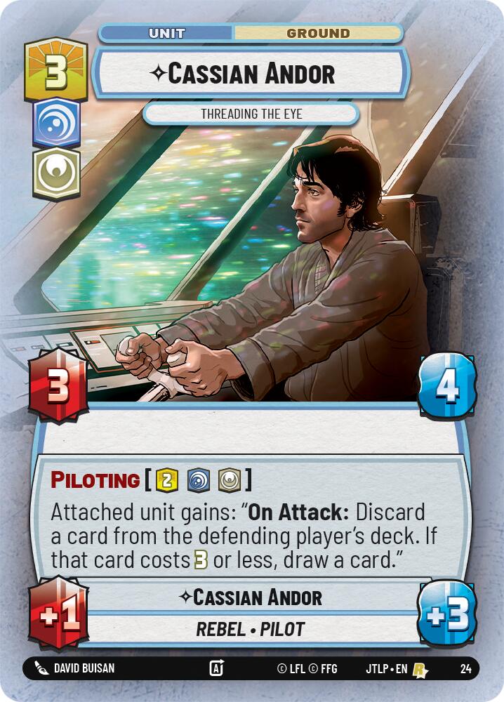 Cassian Andor - Threading the Eye (Foil) (24) [Jump to Lightspeed: Weekly Play] | Deep Dive Games St. Marys
