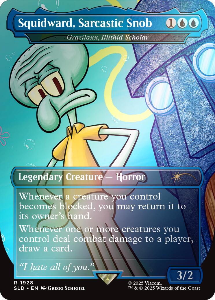 Squidward, Sarcastic Snob - Grazilaxx, Illithid Scholar (Rainbow Foil) [Secret Lair Drop Series] | Deep Dive Games St. Marys