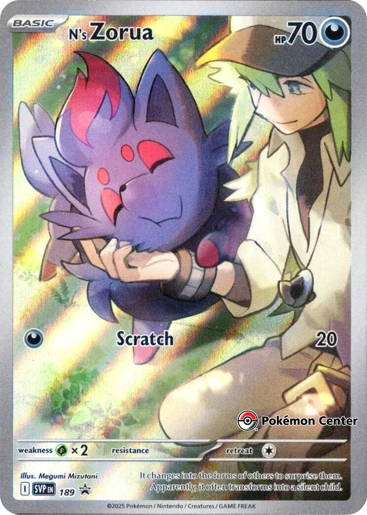 N's Zorua (SVP189) (Pokemon Center Exclusive) [Scarlet & Violet: Black Star Promos] | Deep Dive Games St. Marys
