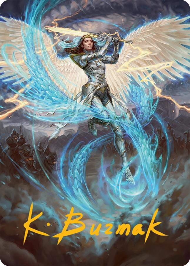 Elspeth, Storm Slayer Art Card (49/54) (Gold-Stamped Signature) [Tarkir: Dragonstorm Art Series] | Deep Dive Games St. Marys