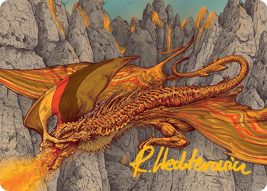 Magmatic Hellkite Art Card (34/54) (Gold-Stamped Signature) [Tarkir: Dragonstorm Art Series] | Deep Dive Games St. Marys