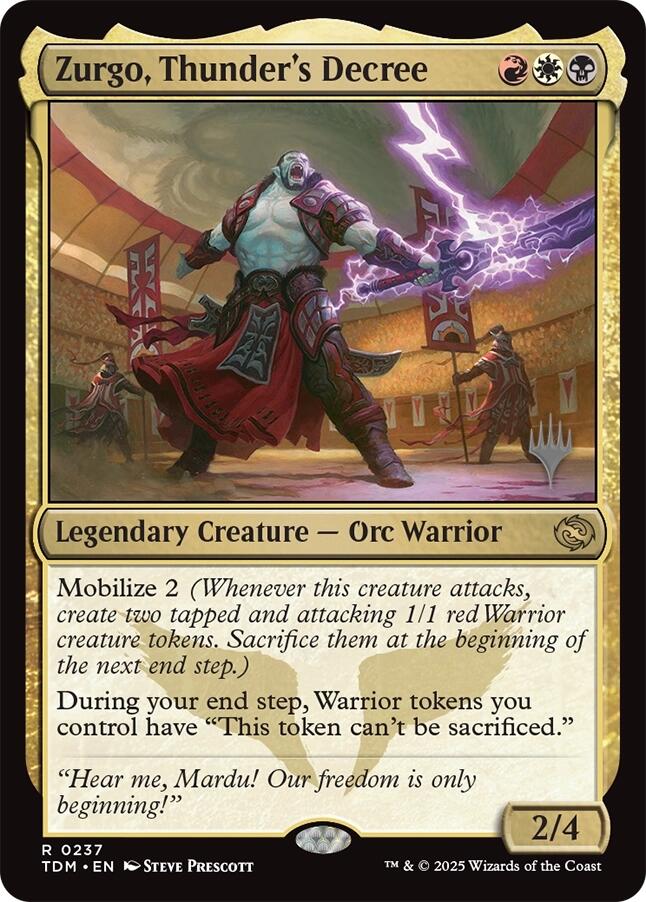 Zurgo, Thunder's Decree (Promo Pack) [Tarkir: Dragonstorm Promos] | Deep Dive Games St. Marys