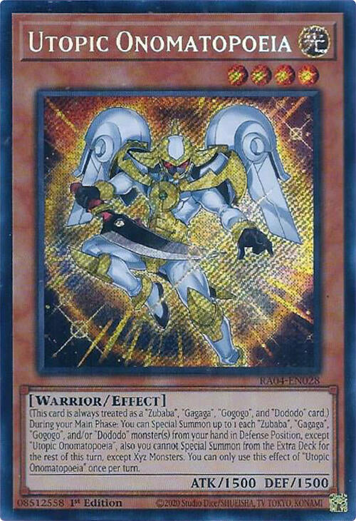 Utopic Onomatopoeia [RA04-EN028] Secret Rare | Deep Dive Games St. Marys