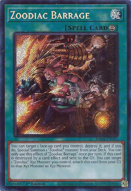 Zoodiac Barrage [RA04-EN091] Secret Rare | Deep Dive Games St. Marys