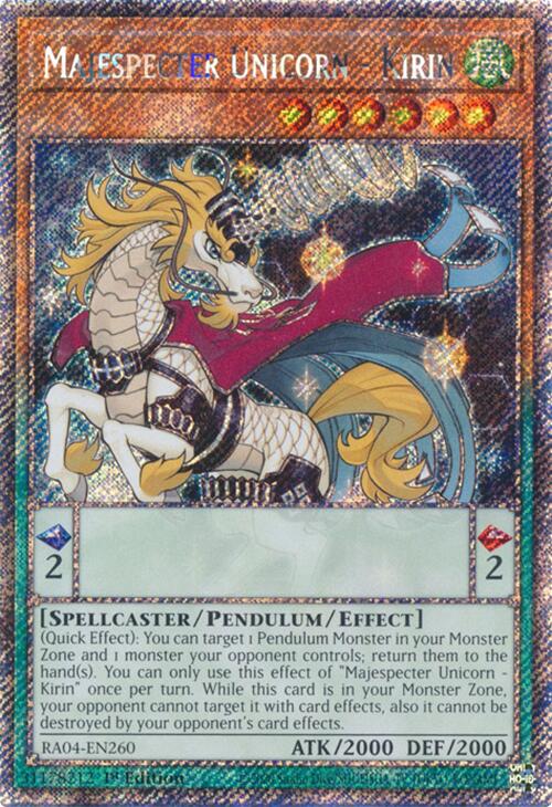 Majespecter Unicorn - Kirin [RA04-EN260] Platinum Secret Rare | Deep Dive Games St. Marys
