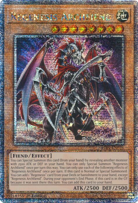 Regenesis Archfiend [ALIN-EN016] Quarter Century Secret Rare | Deep Dive Games St. Marys