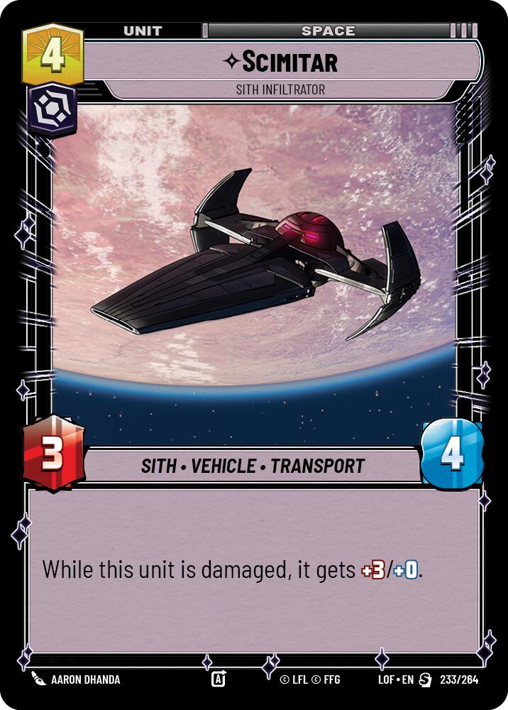 Scimitar - Sith Infiltrator (233/264) (233/264) [Legends of the Force] | Deep Dive Games St. Marys