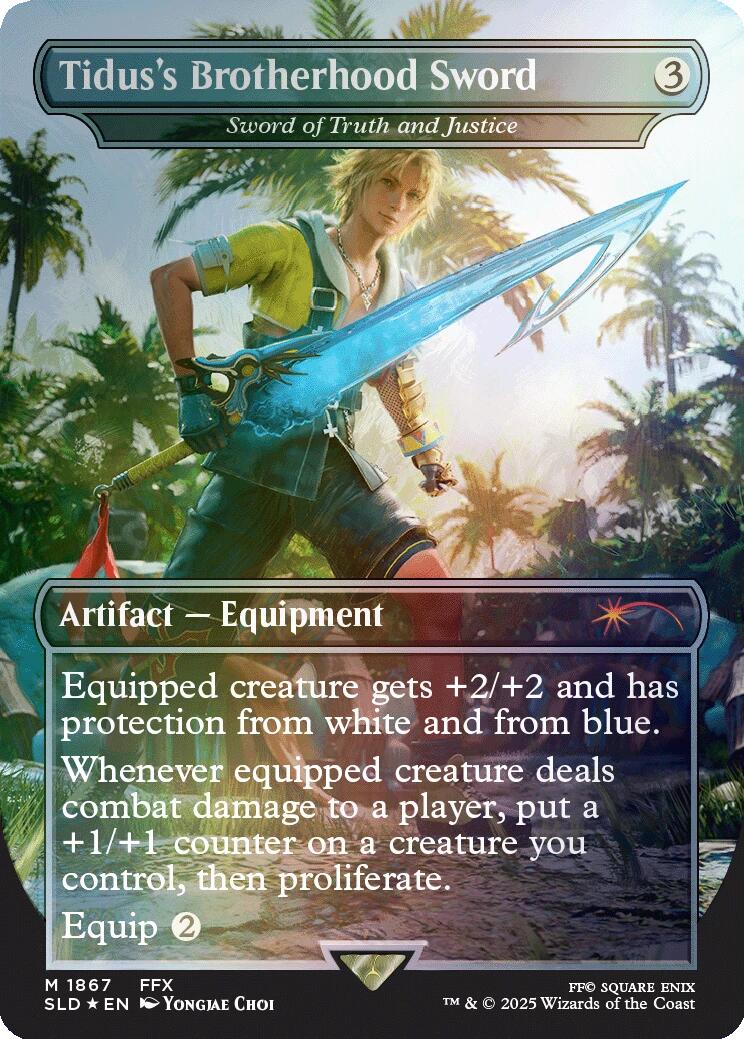 Tidus's Brotherhood Sword - Sword of Truth and Justice (Rainbow Foil) [Secret Lair Drop Series] | Deep Dive Games St. Marys