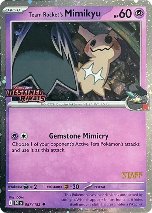 Team Rocket's Mimikyu (087/182) (Prerelease Staff) [Scarlet & Violet: Destined Rivals] | Deep Dive Games St. Marys