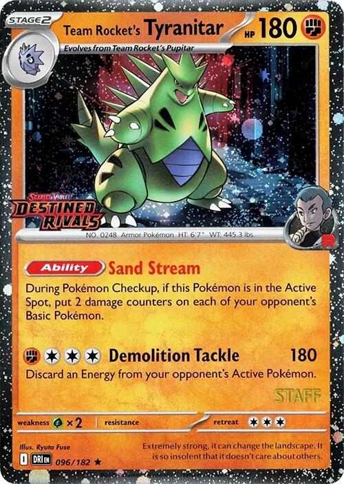 Team Rocket's Tyranitar (096/182) (Prerelease Staff) [Scarlet & Violet: Destined Rivals] | Deep Dive Games St. Marys