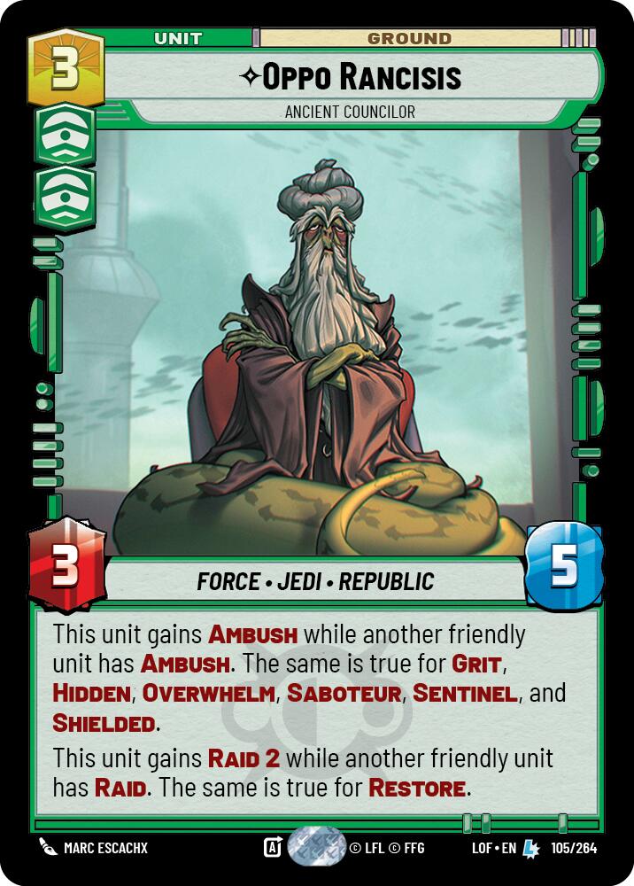 Oppo Rancisis - Ancient Councilor (105/264) (105/264) [Legends of the Force] | Deep Dive Games St. Marys