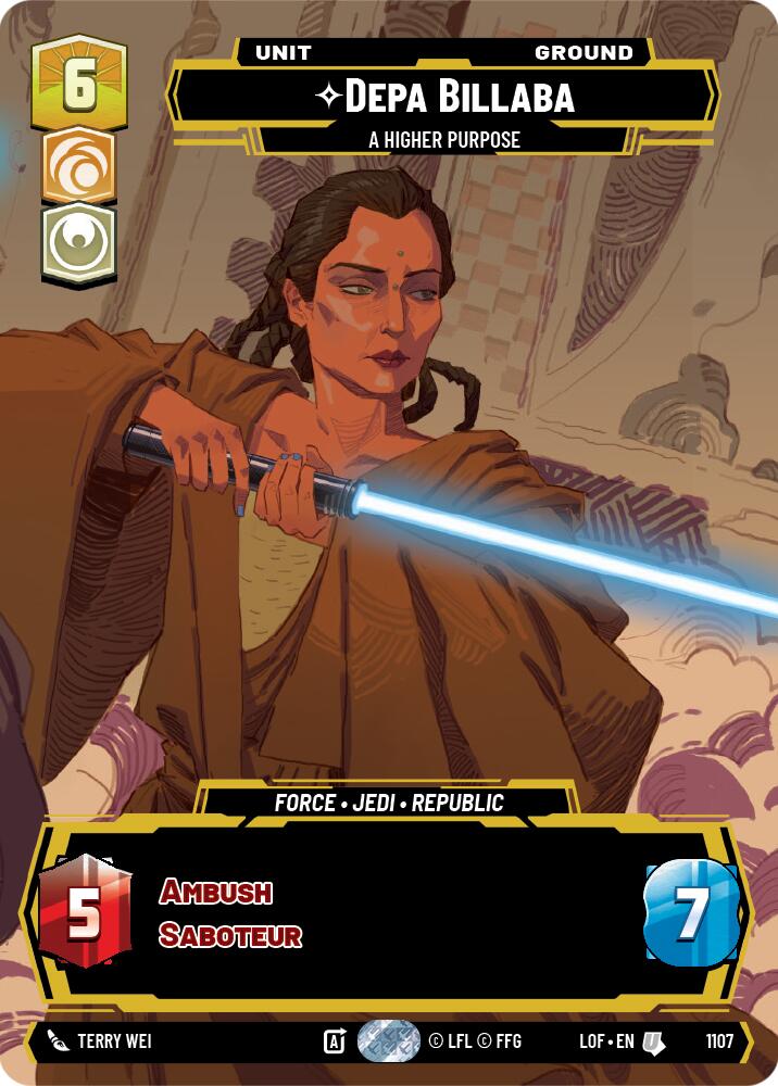 Depa Billaba - A Higher Purpose (1107) (Prestige Foil) (1107) [Legends of the Force] | Deep Dive Games St. Marys