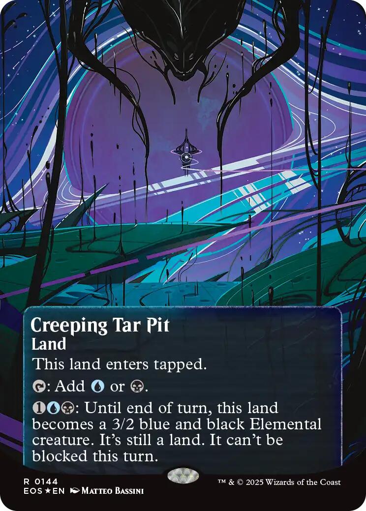 Creeping Tar Pit (0144) (Borderless) (Galaxy Foil) [Edge of Eternities: Stellar Sights] | Deep Dive Games St. Marys