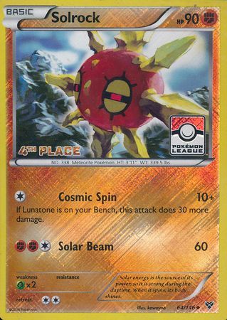 Solrock (64/146) (4th Place League Challenge Promo) [XY: Base Set] | Deep Dive Games St. Marys