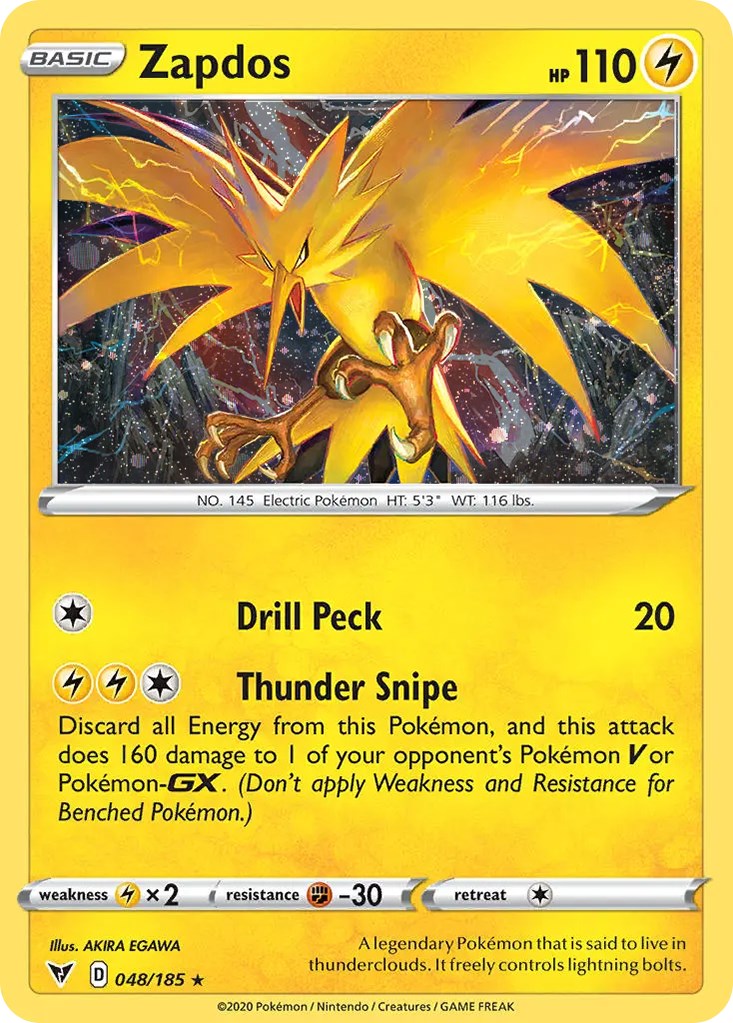 Zapdos (048/185) (Cosmos Holo) [Sword & Shield: Vivid Voltage] | Deep Dive Games St. Marys