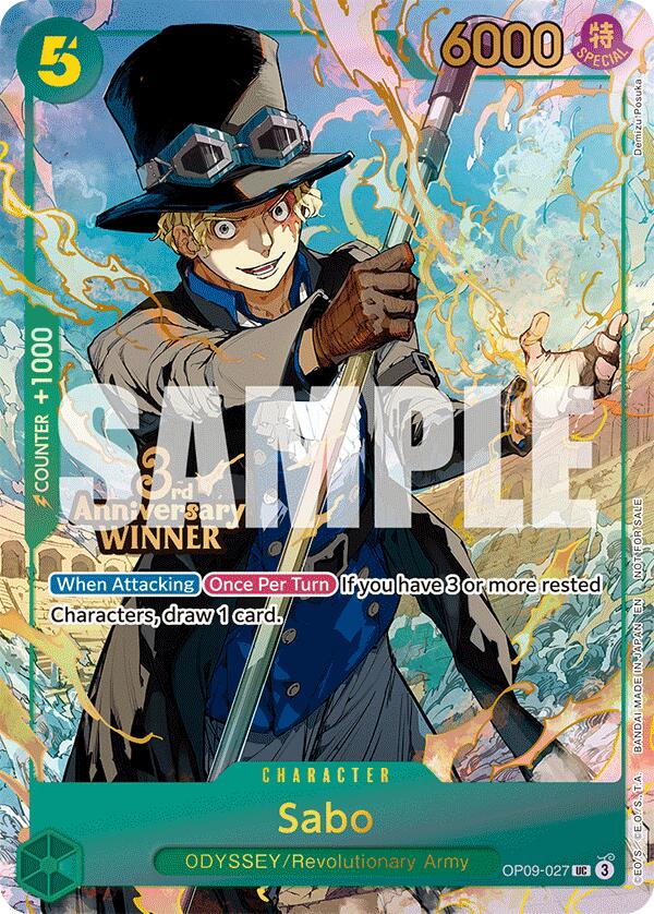 Sabo (OP09-027) (3rd Anniversary Winner) [One Piece Promotion Cards] | Deep Dive Games St. Marys