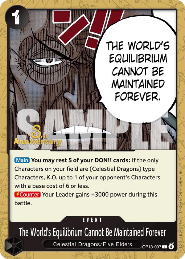 The World's Equilibrium Cannot Be Maintained Forever [Carrying On His Will: 3rd Anniversary Tournament Cards] | Deep Dive Games St. Marys