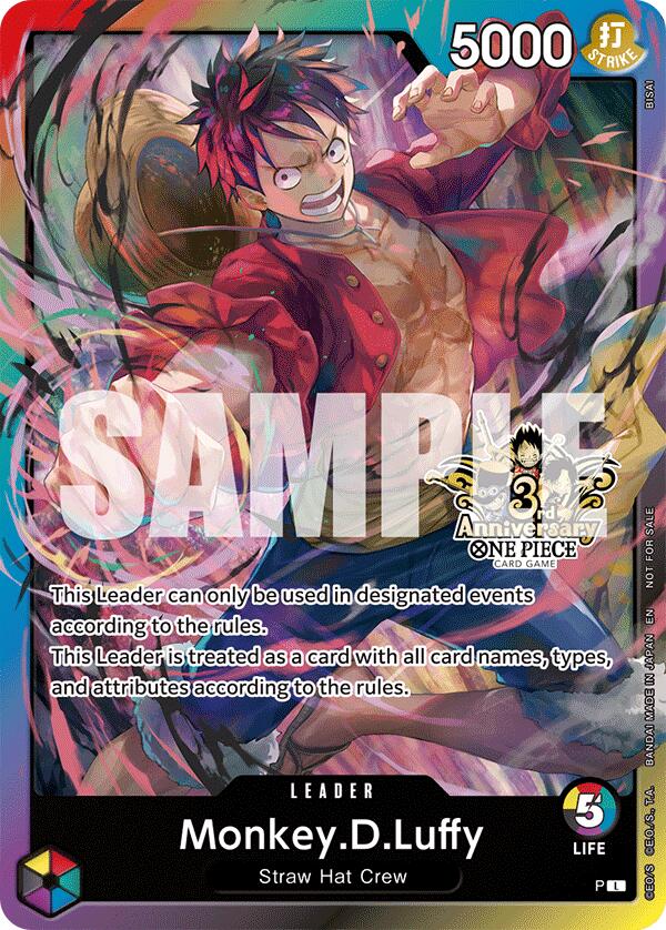 Monkey.D.Luffy (3rd Anniversary Tournament 3 Brothers Pack) [Carrying On His Will: 3rd Anniversary Tournament Cards] | Deep Dive Games St. Marys