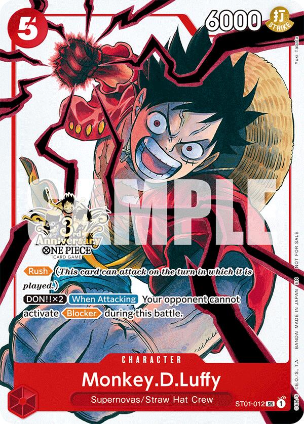 Monkey.D.Luffy (ST01-012) (3rd Anniversary Tournament 3 Brothers Pack) [Carrying On His Will: 3rd Anniversary Tournament Cards] | Deep Dive Games St. Marys