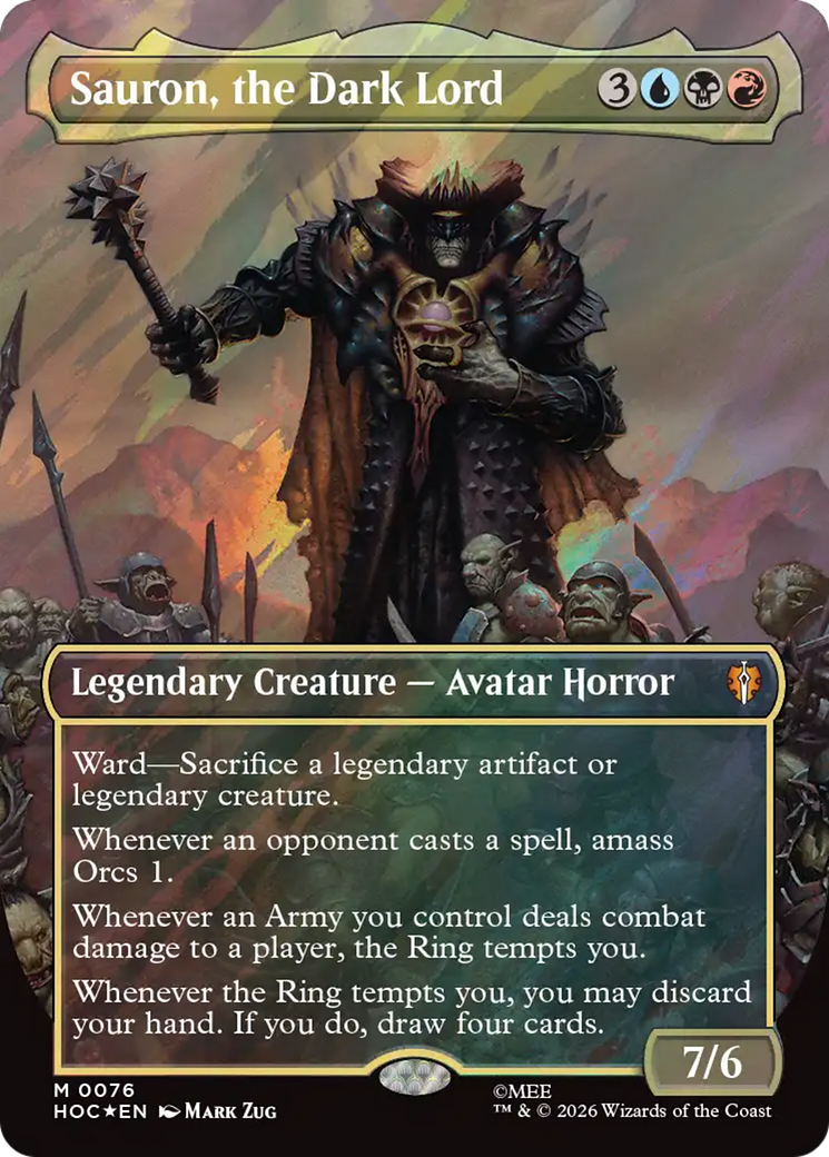 Sauron, the Dark Lord (Borderless) (Surge Foil) [The Hobbit: Eternal-Legal] | Deep Dive Games St. Marys