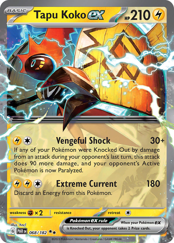 Tapu Koko ex (068/182) [Scarlet & Violet: Paradox Rift] | Deep Dive Games St. Marys