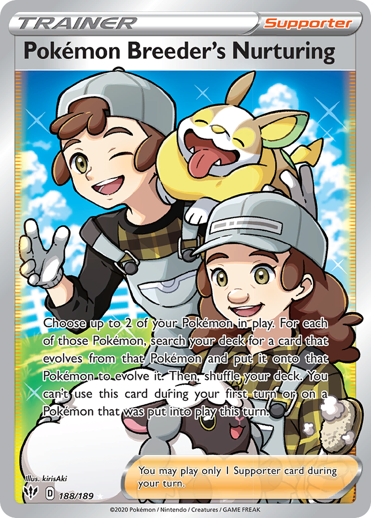 Pokemon Breeder's Nurturing (188/189) [Sword & Shield: Darkness Ablaze] | Deep Dive Games St. Marys