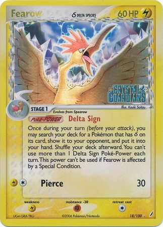 Fearow (18/100) (Delta Species) (Stamped) [EX: Crystal Guardians] | Deep Dive Games St. Marys