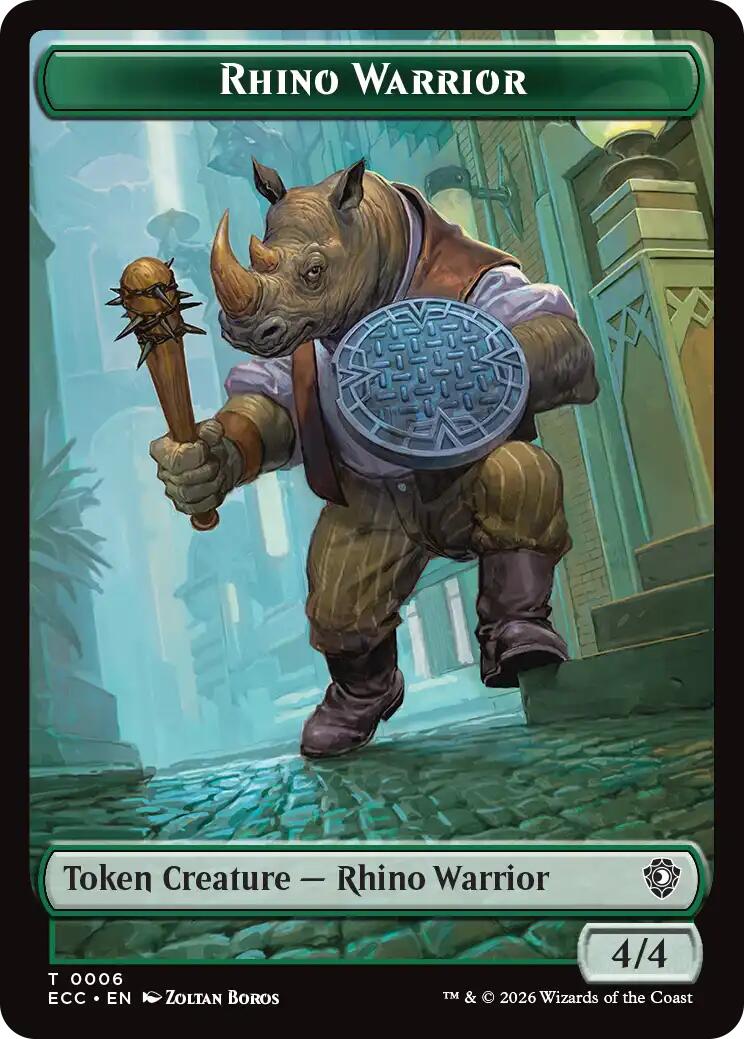 Rhino Warrior // Elemental (0010) Double-Sided Token [Lorwyn Eclipsed Tokens] | Deep Dive Games St. Marys