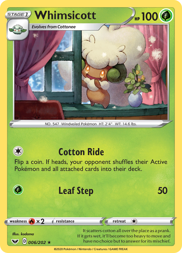 Whimsicott (006/202) [Sword & Shield: Base Set] | Deep Dive Games St. Marys