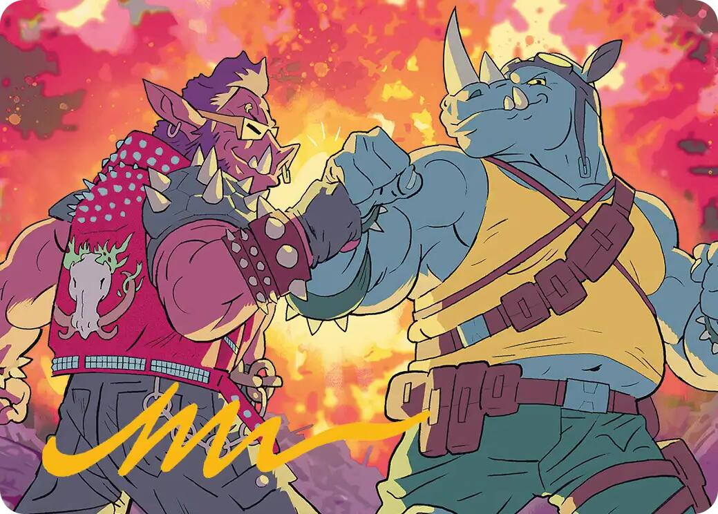 Bebop & Rocksteady Art Card (Gold-Stamped Signature) [Teenage Mutant Ninja Turtles Art Series] | Deep Dive Games St. Marys