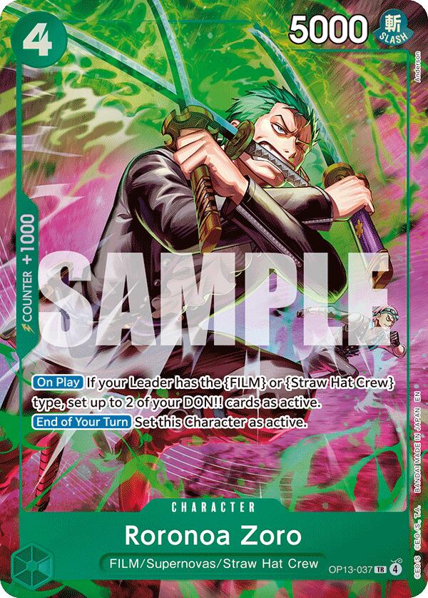Roronoa Zoro (OP13-037) (Treasure Rare) [Adventure on Kami's Island] | Deep Dive Games St. Marys