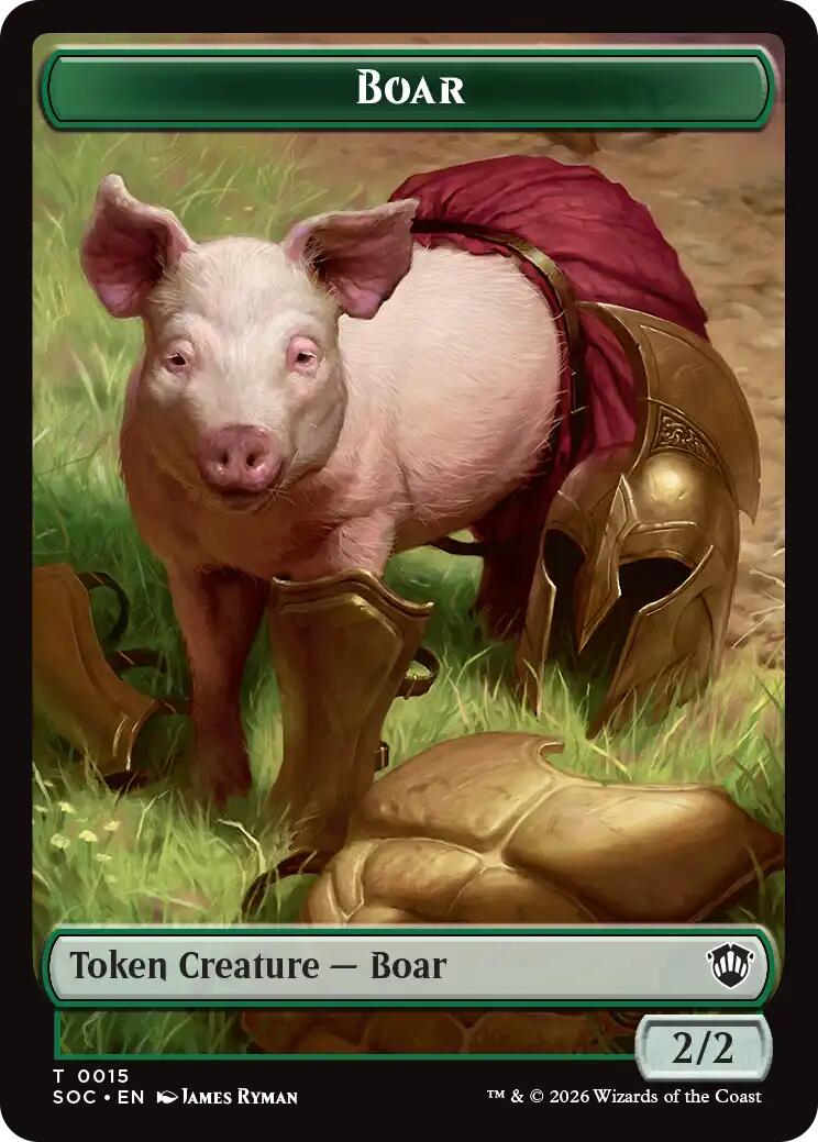 Boar // Fractal (0005) Double-Sided Token [Secrets of Strixhaven Commander Tokens] | Deep Dive Games St. Marys