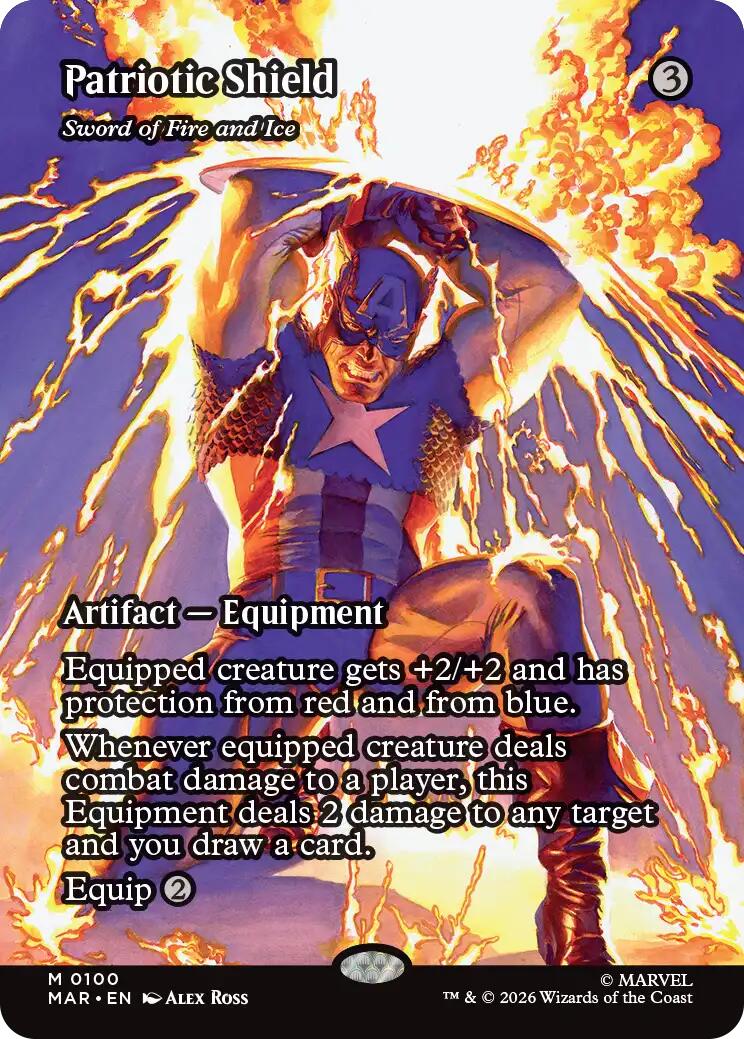 Patriotic Shield - Sword of Fire and Ice (Borderless) [Marvel Universe: Eternal-Legal] | Deep Dive Games St. Marys