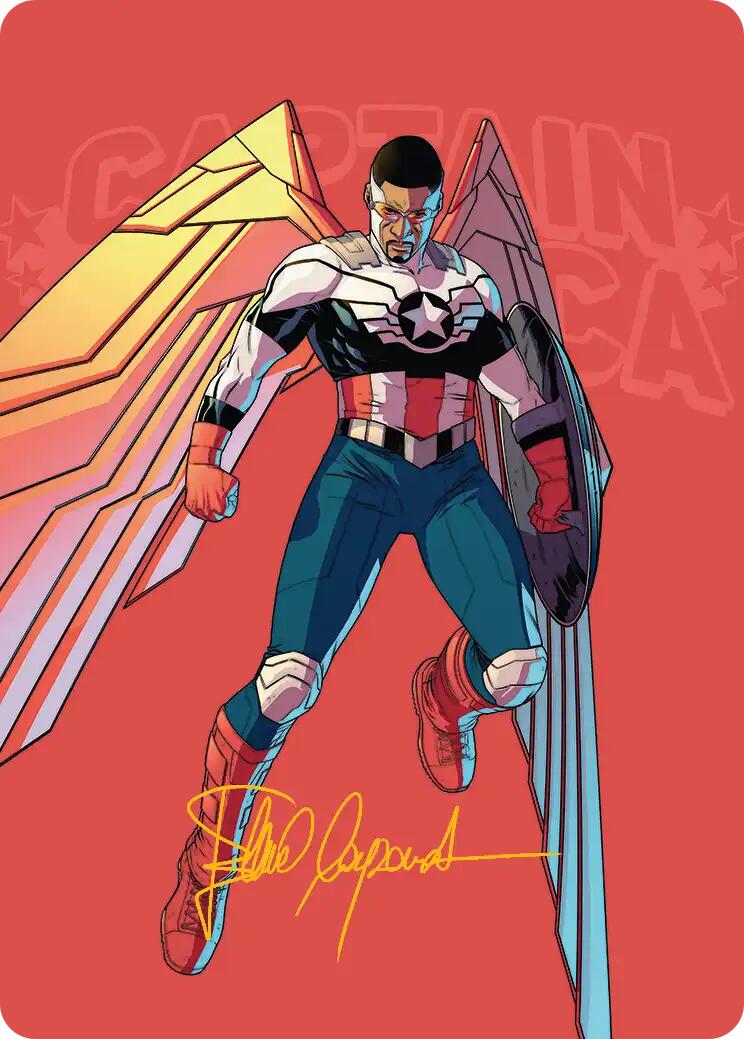 Captain America, Wings of Freedom Art Card (22/45) (Gold-Stamped Signature) [Marvel Super Heroes Art Series] | Deep Dive Games St. Marys