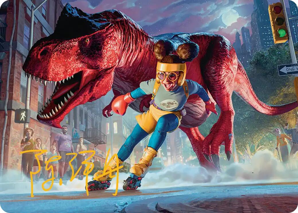Moon Girl and Devil Dinosaur Art Card (Gold-Stamped Signature) [Marvel Super Heroes Art Series] | Deep Dive Games St. Marys
