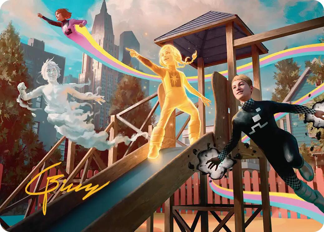 Power Pack Art Card (Gold-Stamped Signature) [Marvel Super Heroes Art Series] | Deep Dive Games St. Marys