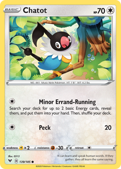 Chatot (139/185) [Sword & Shield: Vivid Voltage] | Deep Dive Games St. Marys