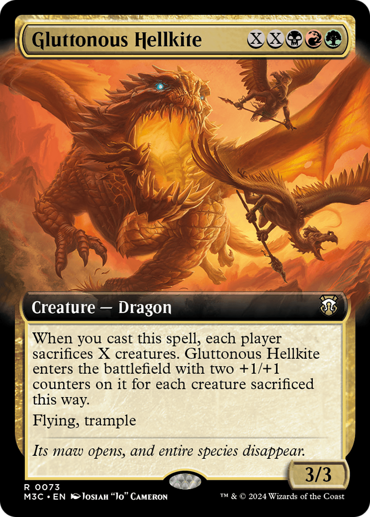 Gluttonous Hellkite (Extended Art) (Ripple Foil) [Modern Horizons 3 Commander] | Deep Dive Games St. Marys
