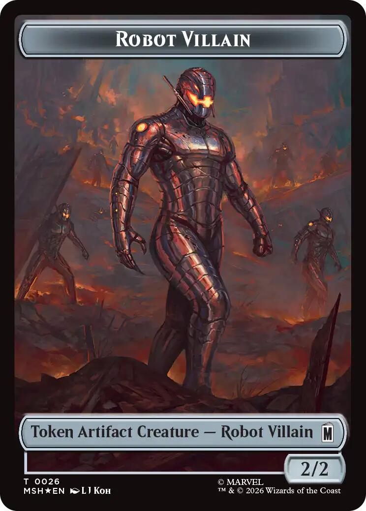 Villain // Robot Villain Double-Sided Token (025//026) (Surge Foil) [Marvel Super Heroes Tokens] | Deep Dive Games St. Marys