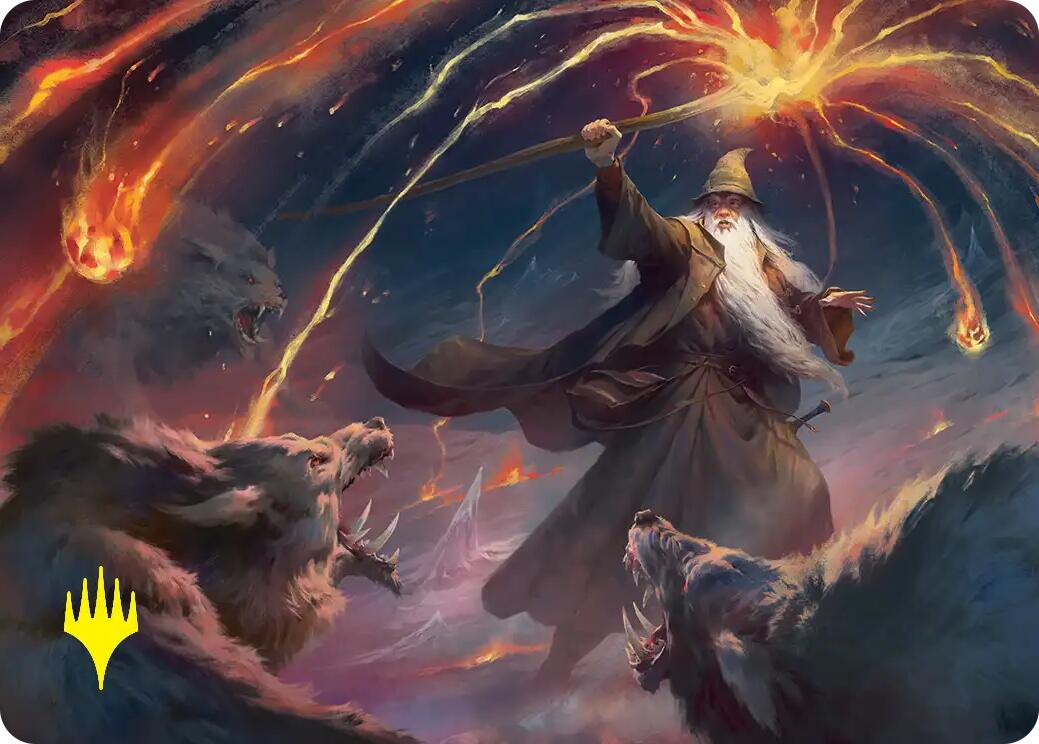 Gandalf, Shadow's Foe Art Card (Gold-Stamped) [The Hobbit Art Series] | Deep Dive Games St. Marys