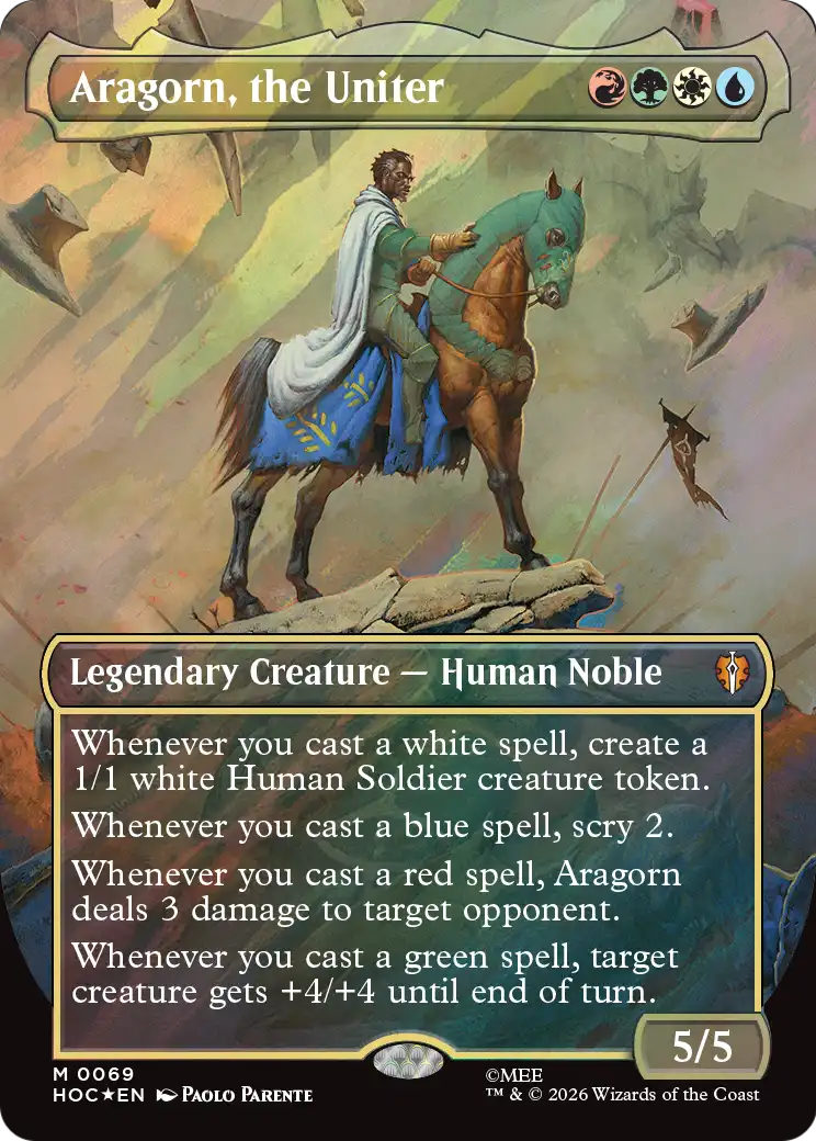 Aragorn, the Uniter (Borderless) (Surge Foil) [The Hobbit: Eternal-Legal] | Deep Dive Games St. Marys