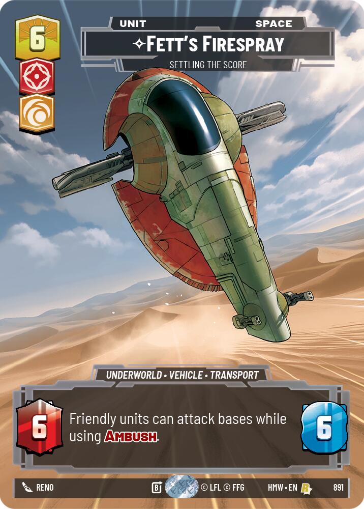 Fett's Firespray - Settling the Score (891) (Prestige Foil) (891) [Homeworlds] | Deep Dive Games St. Marys
