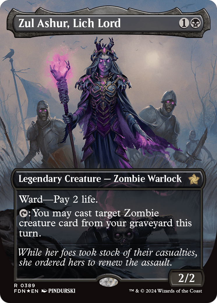 Zul Ashur, Lich Lord (Borderless) (Mana Foil) [Foundations] | Deep Dive Games St. Marys