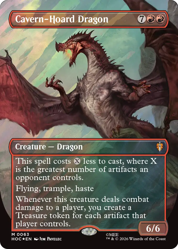 Cavern-Hoard Dragon (Borderless) (Surge Foil) [The Hobbit: Eternal-Legal] | Deep Dive Games St. Marys