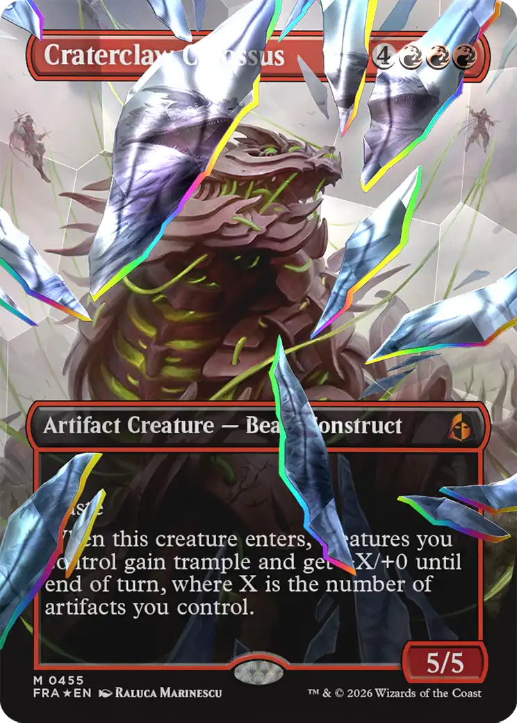 Craterclaw Colossus (Borderless) (Facet Foil) [Reality Fracture] | Deep Dive Games St. Marys
