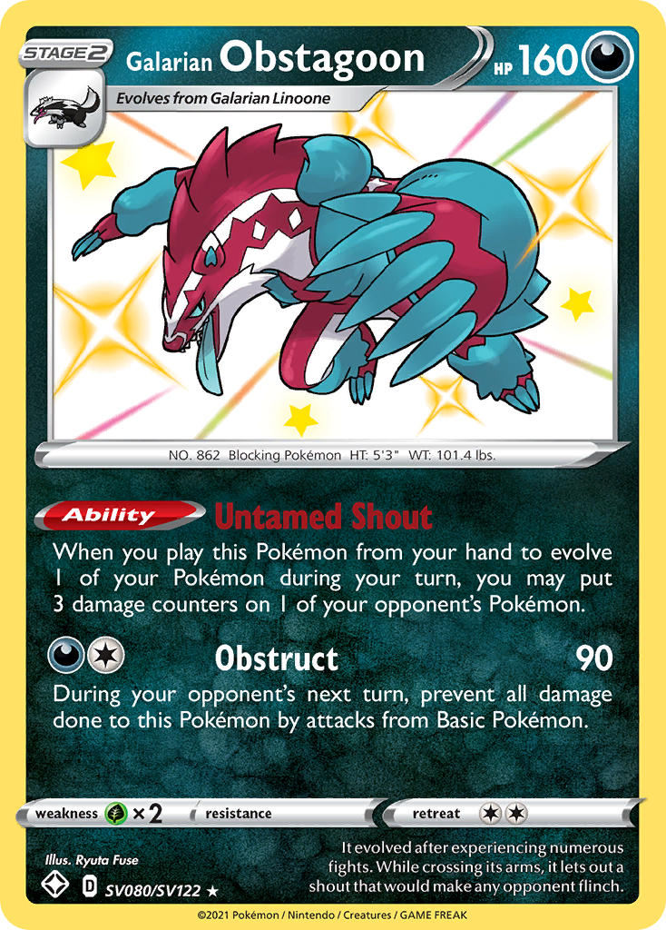 Galarian Obstagoon (SV080/SV122) [Sword & Shield: Shining Fates] | Deep Dive Games St. Marys