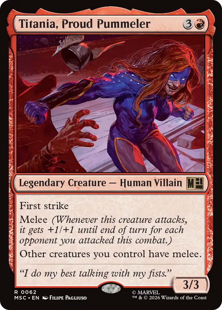 Titania, Proud Pummeler (Surge Foil) [Marvel Super Heroes Commander] | Deep Dive Games St. Marys