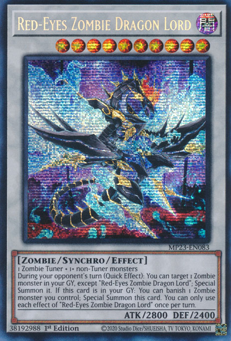 Red-Eyes Zombie Dragon Lord [MP23-EN083] Prismatic Secret Rare | Deep Dive Games St. Marys