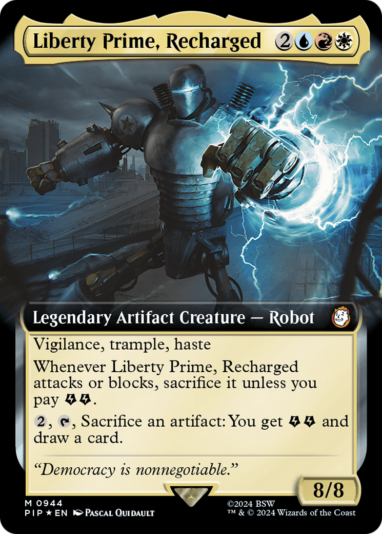 Liberty Prime, Recharged (Extended Art) (Surge Foil) [Fallout] | Deep Dive Games St. Marys